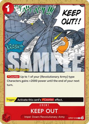 Keep Out (OP07-018) Pre-Release Cards