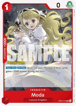 Moda (OP07-014) Pre-Release Cards