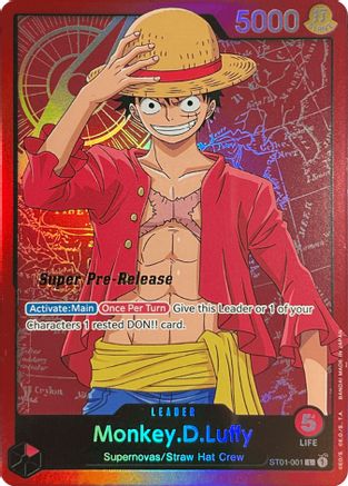 Monkey.D.Luffy (ST01-001) Foil Super Pre-Release Cards