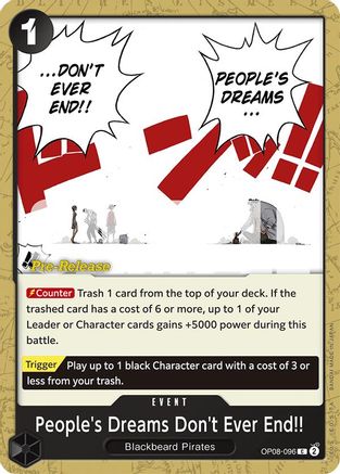 People's Dreams Don't Ever End!! (OP08-096) Pre-Release Cards