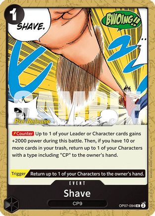 Shave (OP07-094) Pre-Release Cards