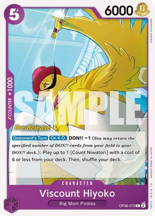 Viscount Hiyoko (OP08-073) Pre-Release Cards