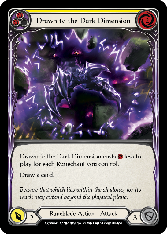 Drawn to the Dark Dimension (Yellow) [ARC098-C] (Arcane Rising)  1st Edition Rainbow Foil | Silver Goblin