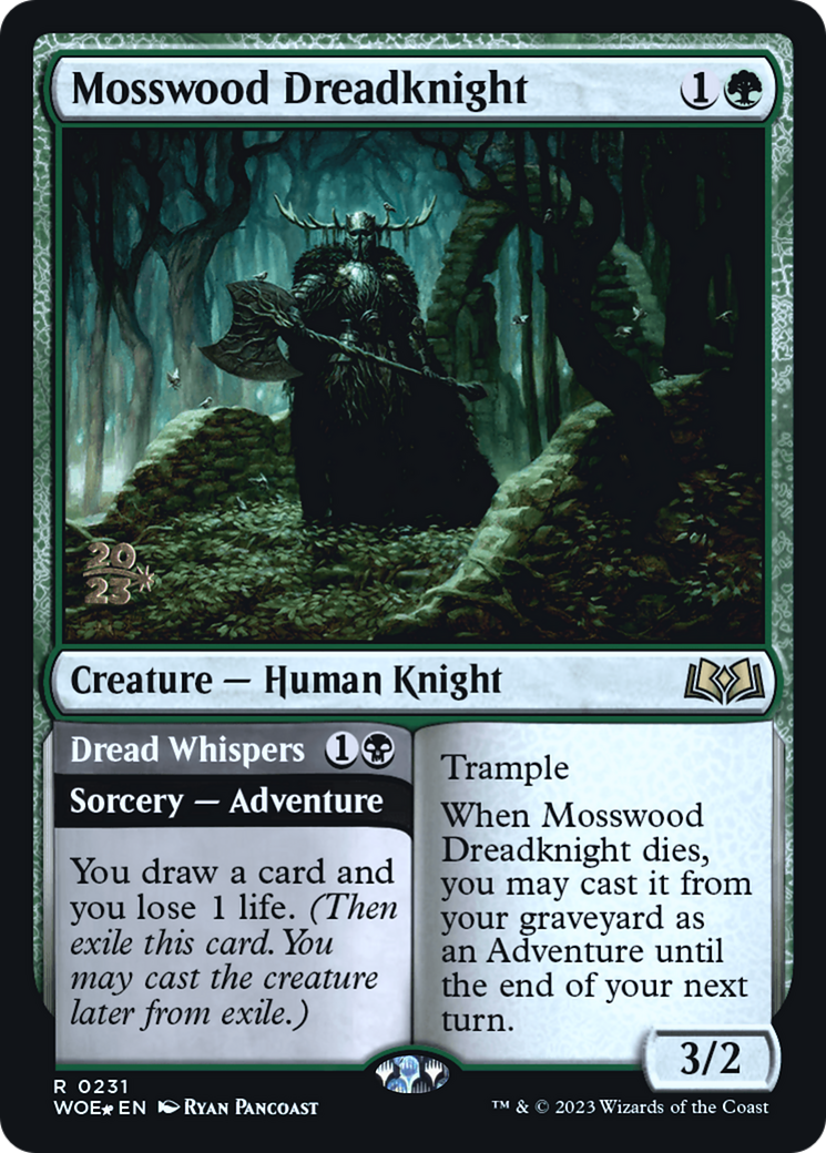 Mosswood Dreadknight // Dread Whispers [Wilds of Eldraine Prerelease Promos]