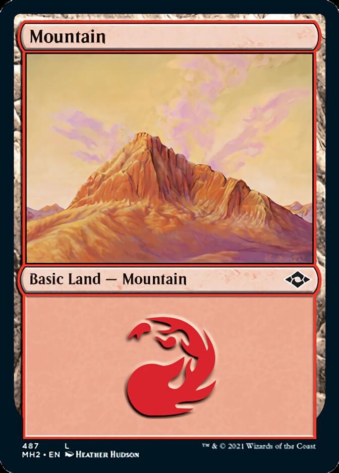 Mountain (487) (Foil Etched) [Modern Horizons 2] | Silver Goblin