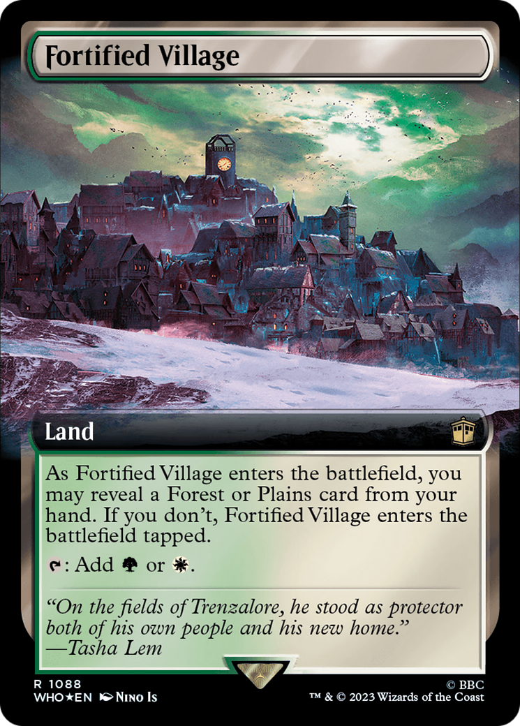 Fortified Village (Extended Art) (Surge Foil) [Doctor Who] | Silver Goblin
