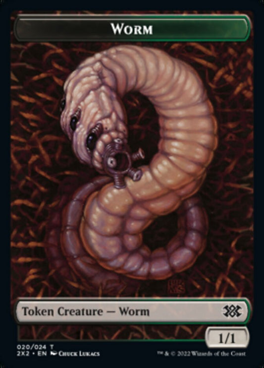 Worm // Aven Initiate Double-Sided Token [Double Masters 2022 Tokens] Foil