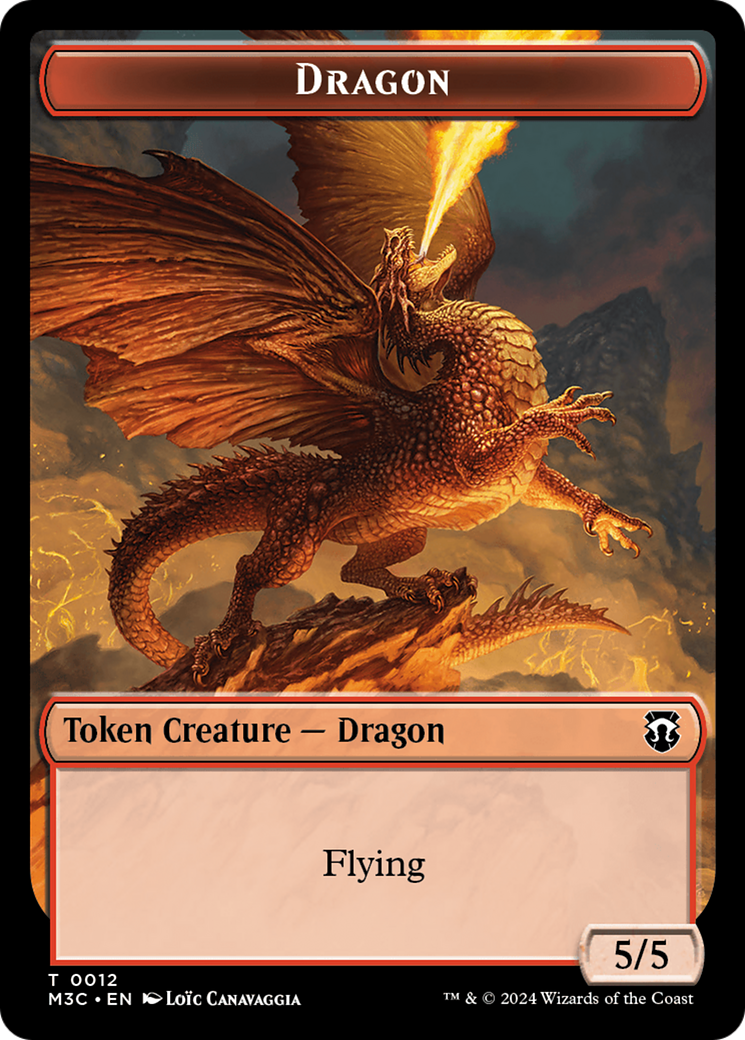Dragon (Ripple Foil) // Treasure Double-Sided Token [Modern Horizons 3 Commander Tokens] | Silver Goblin