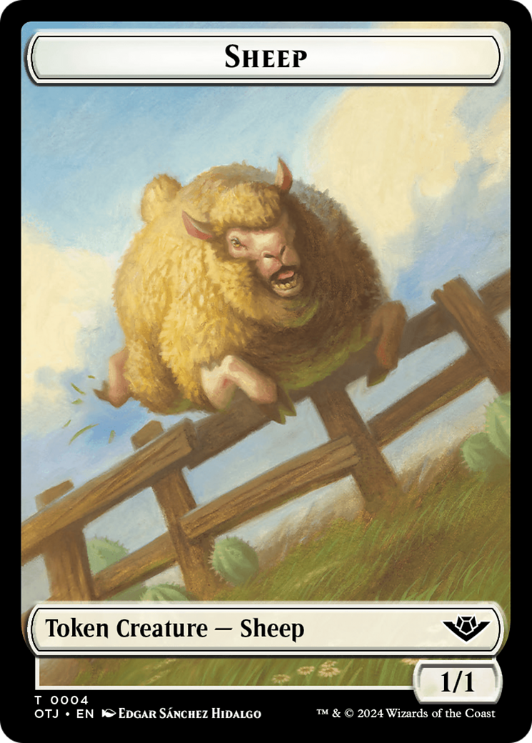 Sheep // Plot Double-Sided Token [Outlaws of Thunder Junction Tokens] | Silver Goblin