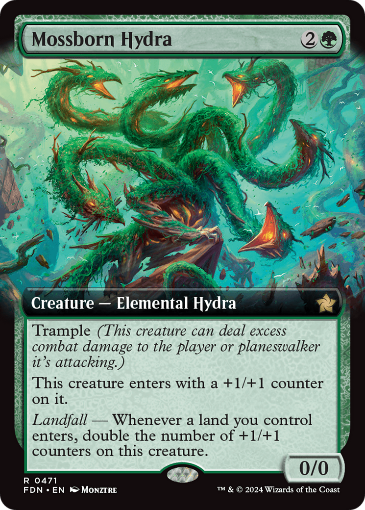 Mossborn Hydra (Extended Art) [Foundations] Foil