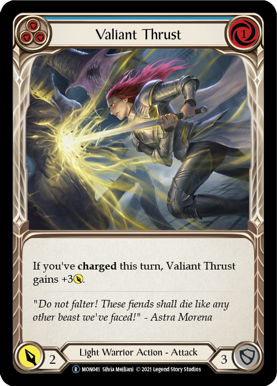 Valiant Thrust (Blue) [U-MON041] (Monarch Unlimited)  Unlimited Normal | Silver Goblin