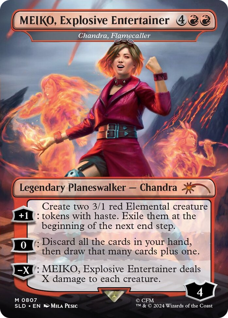 MEIKO, Explosive Entertainer - Chandra, Flamecaller (Rainbow Foil) (Japanese) [Secret Lair Drop Series] | Silver Goblin