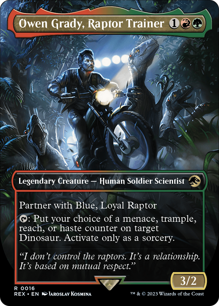Owen Grady, Raptor Trainer (Borderless) (016) Foil - Jurassic World Collection