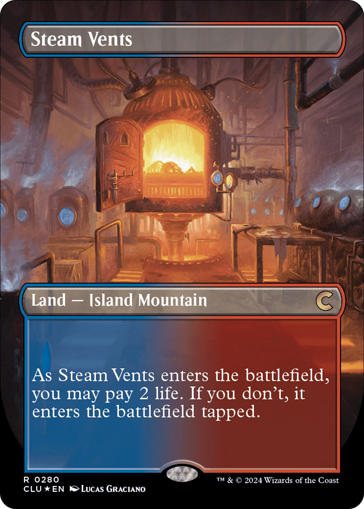 Steam Vents (Borderless) [Ravnica: Clue Edition] | Silver Goblin