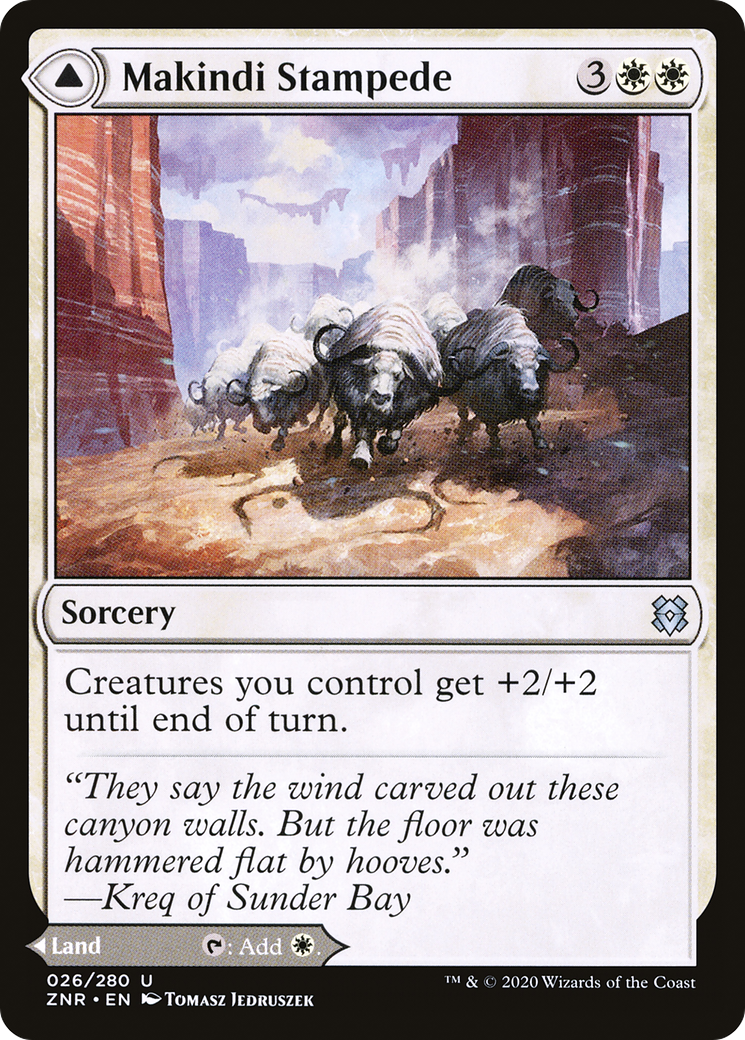 Makindi Stampede // Makindi Mesas [Zendikar Rising] | Silver Goblin