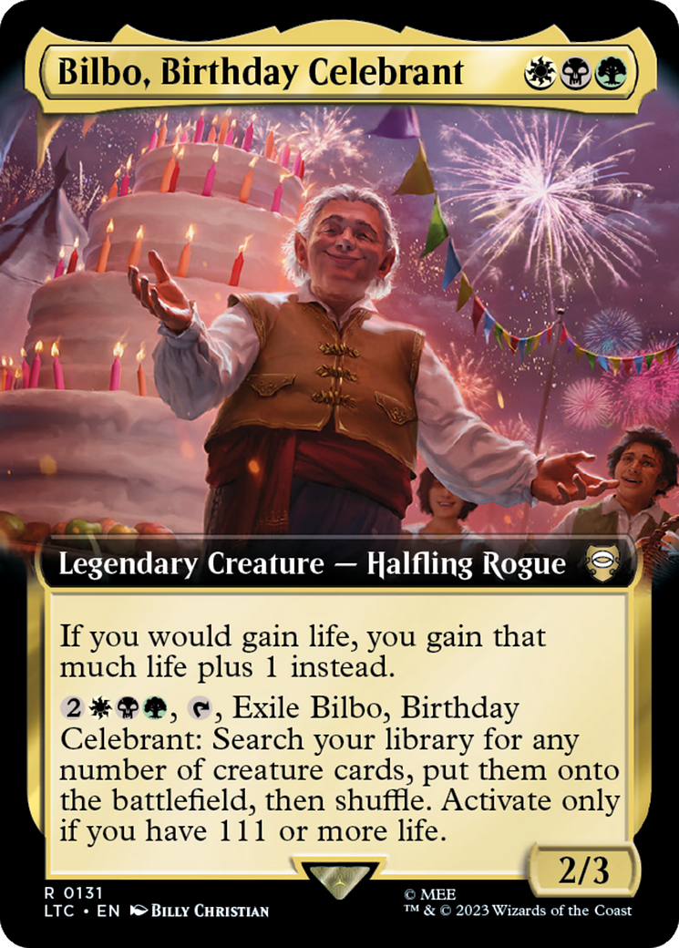 Bilbo, Birthday Celebrant (Extended Art) [The Lord of the Rings: Tales of Middle-Earth Commander] | Silver Goblin