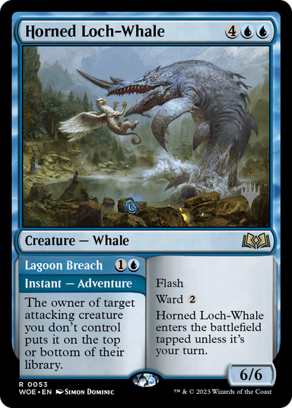 Horned Loch-Whale // Lagoon Breach (Promo Pack) [Wilds of Eldraine Promos] Foil