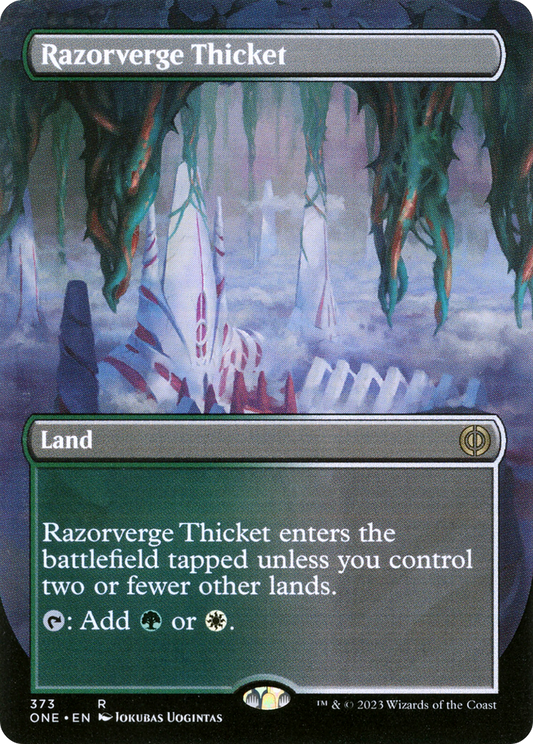 Razorverge Thicket (Borderless Alternate Art) [Phyrexia: All Will Be One] Foil