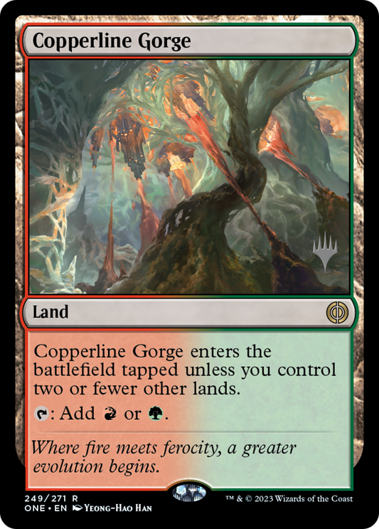 Copperline Gorge (Promo Pack) [Phyrexia: All Will Be One Promos] Foil
