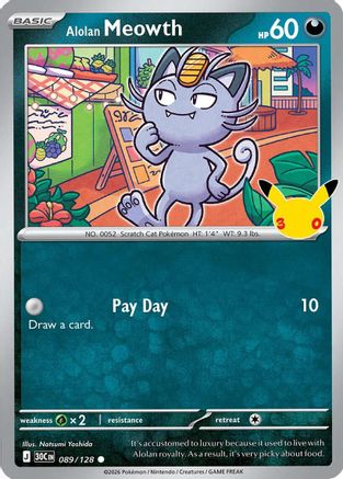 Alolan Meowth (89) Holofoil - 30th Celebration