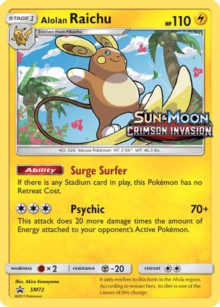 Alolan Raichu (Prerelease) (SM72) Holofoil - Black Star Promos