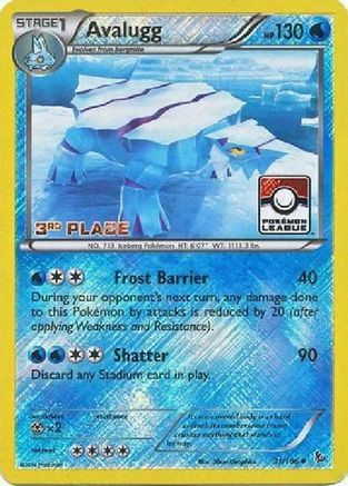 Avalugg (Pokemon League) [3rd Place] (31) Reverse Holofoil - Flashfire