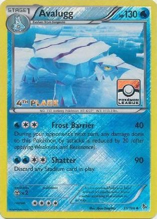 Avalugg (Pokemon League) [4th Place] (31) Reverse Holofoil - Flashfire
