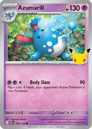 Azumarill (68) Holofoil - 30th Celebration