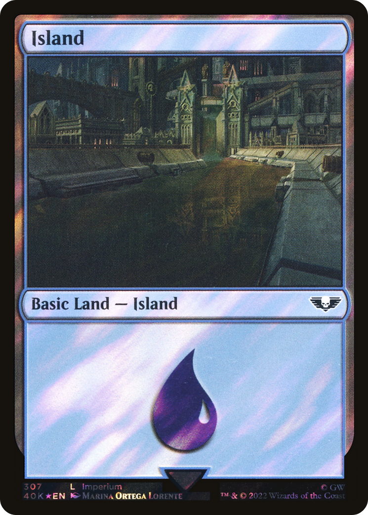 Island (307) (Surge Foil) [Warhammer 40,000]