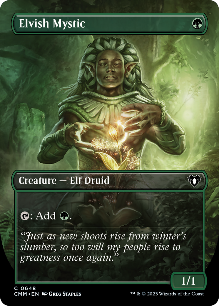 Elvish Mystic (Borderless Alternate Art) [Commander Masters] | Silver Goblin