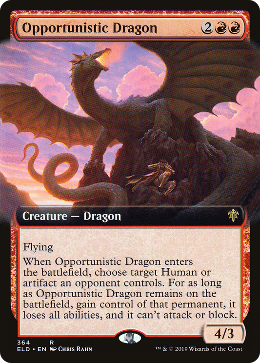 Opportunistic Dragon (Extended Art) [Throne of Eldraine] Foil