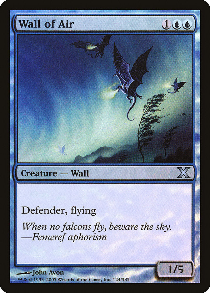 Wall of Air (Premium Foil) [Tenth Edition] | Silver Goblin