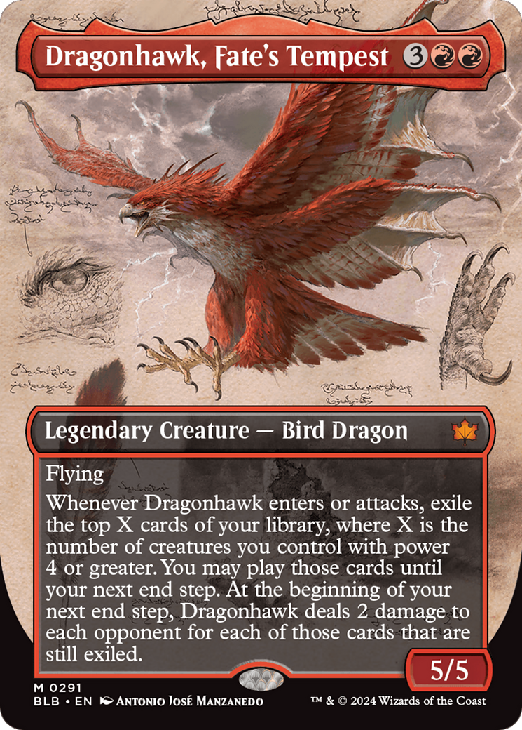Dragonhawk, Fate's Tempest (Borderless) [Bloomburrow] | Silver Goblin