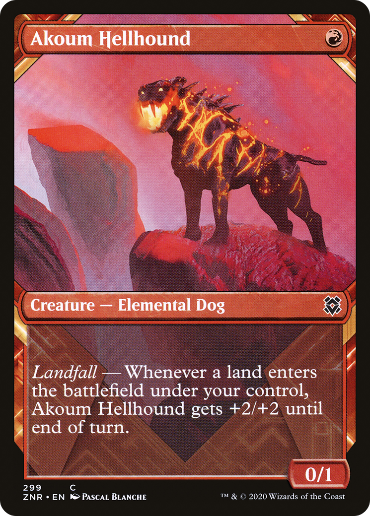 Akoum Hellhound (Showcase) [Zendikar Rising] | Silver Goblin