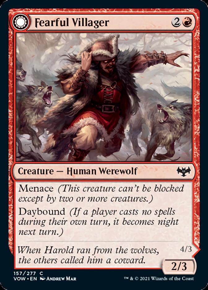 Fearful Villager // Fearsome Werewolf [Innistrad: Crimson Vow] Foil