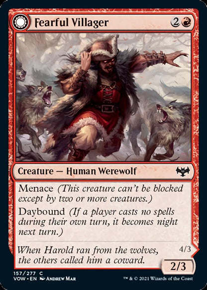 Fearful Villager // Fearsome Werewolf [Innistrad: Crimson Vow] Foil