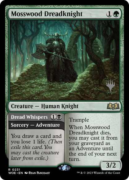 Mosswood Dreadknight // Dread Whispers (Promo Pack) [Wilds of Eldraine Promos] Foil