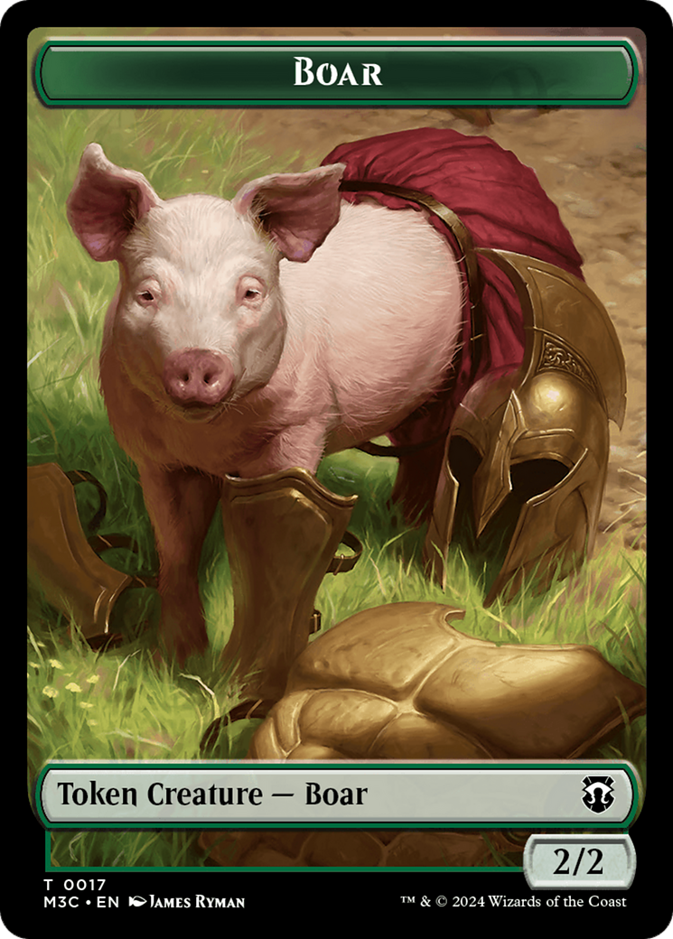 Hydra (Ripple Foil) // Boar Double-Sided Token [Modern Horizons 3 Commander Tokens] | Silver Goblin