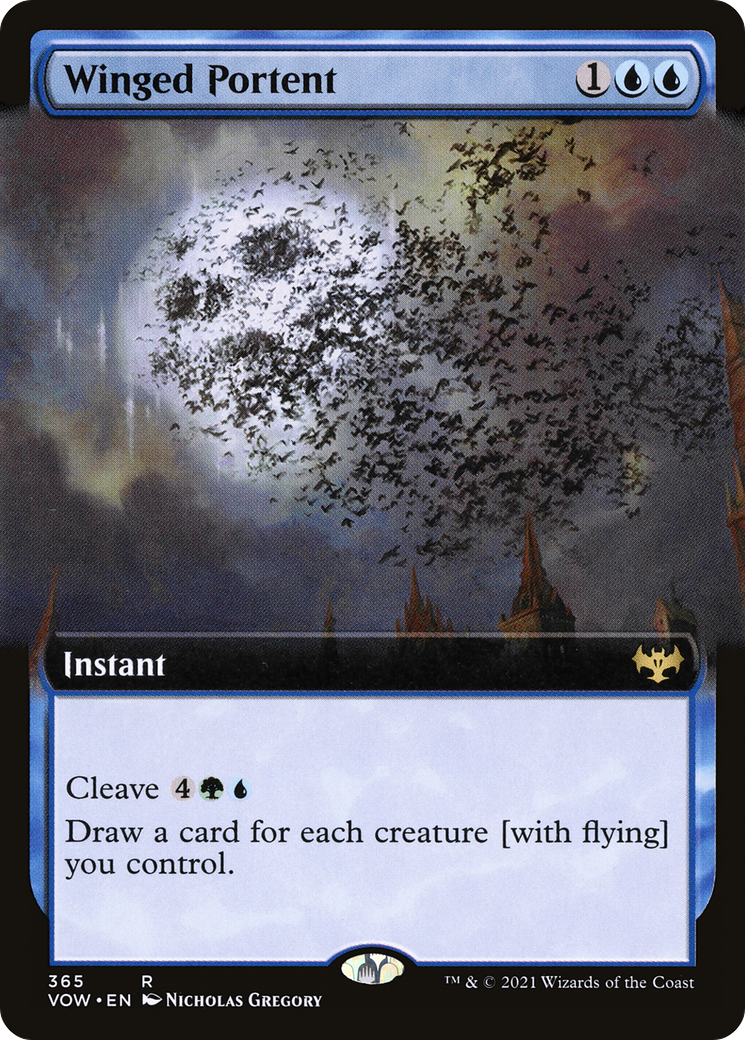 Winged Portent (Extended Art) [Innistrad: Crimson Vow] Foil