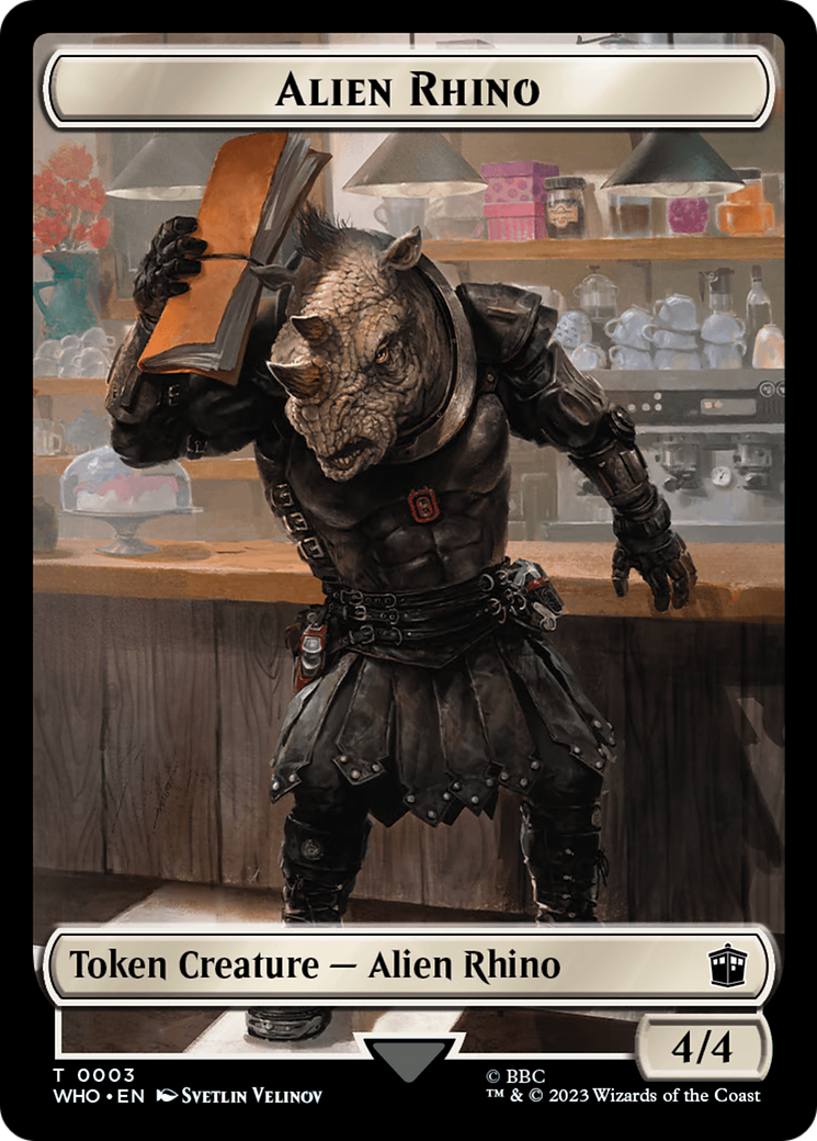 Alien Rhino // Alien Salamander Double-Sided Token (Surge Foil) [Doctor Who Tokens] | Silver Goblin