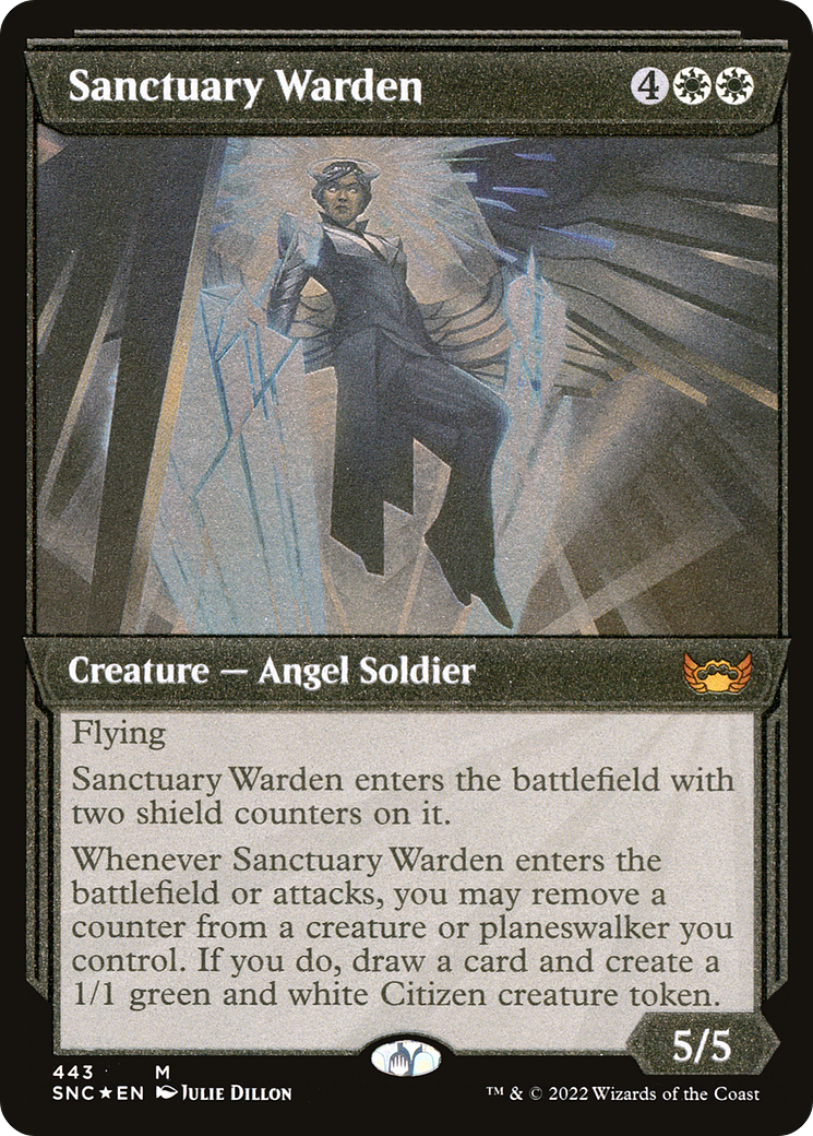 Sanctuary Warden (Showcase Art Deco Foil Etched) [Streets of New Capenna] | Silver Goblin