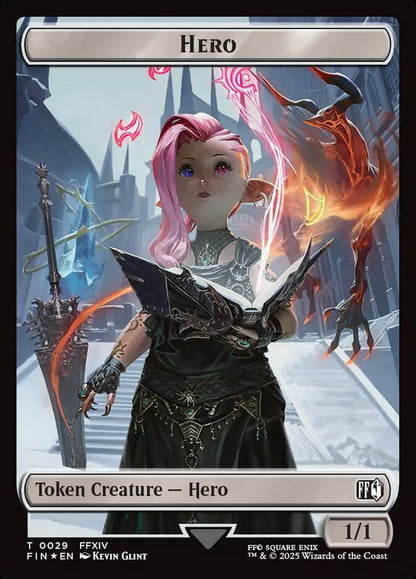 Bird // Hero Double-Sided Token (4 // 29) Surge Foil - Commander: FINAL FANTASY