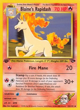 Blaine's Rapidash (33) (1st Edition) - Gym Challenge