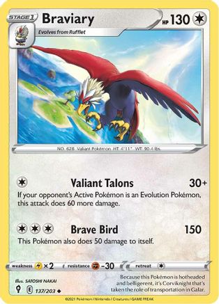 Braviary (137) Reverse Holofoil - Evolving Skies