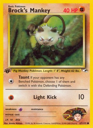 Brock's Mankey (67) (1st Edition) - Gym Heroes
