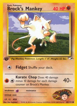 Brock's Mankey (68) (1st Edition) - Gym Heroes