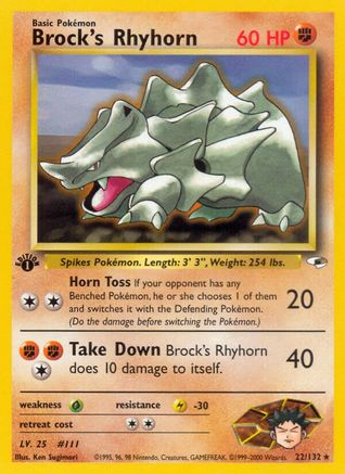Brock's Rhyhorn (22) (1st Edition) - Gym Heroes