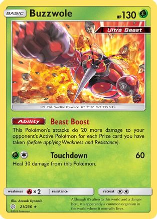 Buzzwole (21) Reverse Holofoil - Cosmic Eclipse