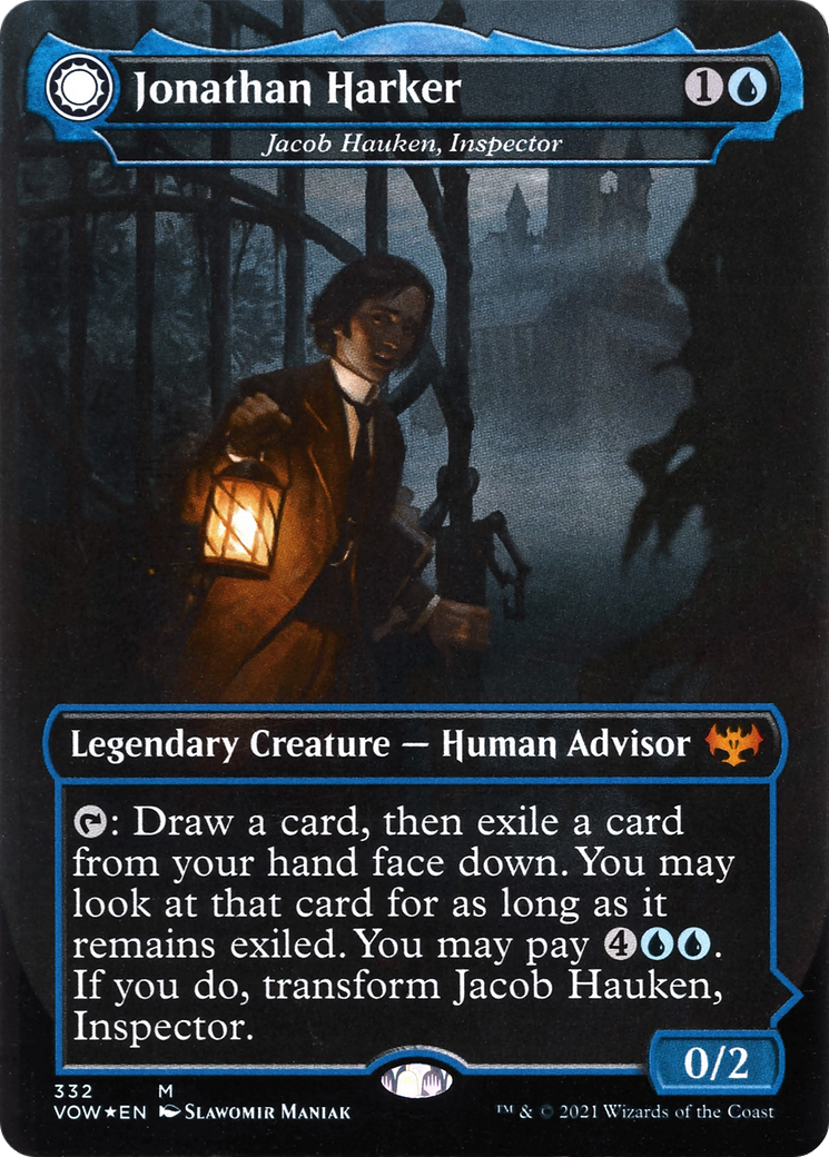 Jacob Hauken, Inspector // Hauken's Insight - Jonathan Harker // Harker's Obsessive Inquiry [Innistrad: Crimson Vow] Foil