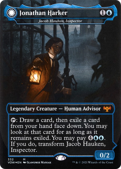 Jacob Hauken, Inspector // Hauken's Insight - Jonathan Harker // Harker's Obsessive Inquiry [Innistrad: Crimson Vow] Foil